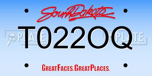 T022OQ South Dakota License Plate