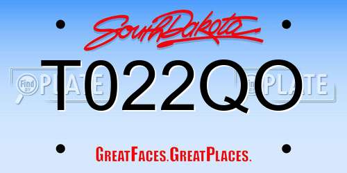 T022QO South Dakota License Plate