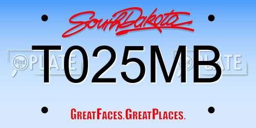 T025MB South Dakota License Plate