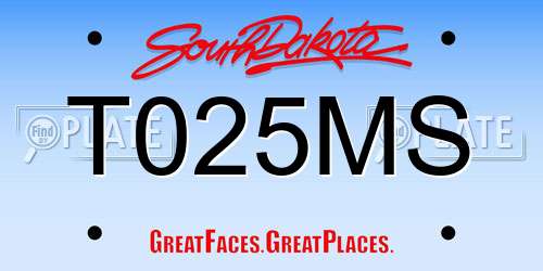 T025MS South Dakota License Plate
