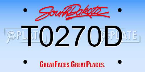 T0270D South Dakota License Plate