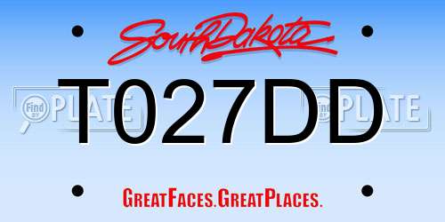 T027DD South Dakota License Plate