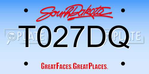 T027DQ South Dakota License Plate