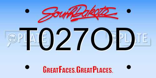 T027OD South Dakota License Plate