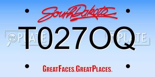 T027OQ South Dakota License Plate