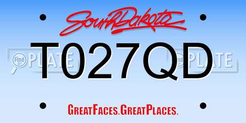 T027QD South Dakota License Plate