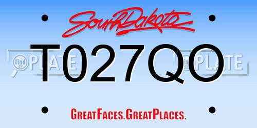 T027QO South Dakota License Plate