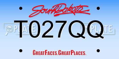 T027QQ South Dakota License Plate