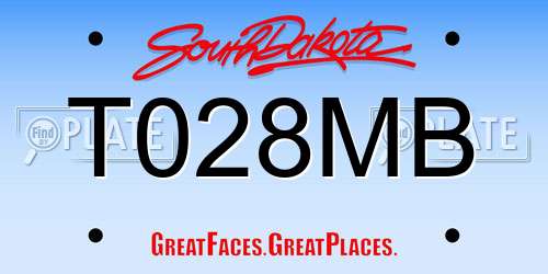 T028MB South Dakota License Plate
