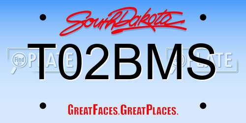 T02BMS South Dakota License Plate