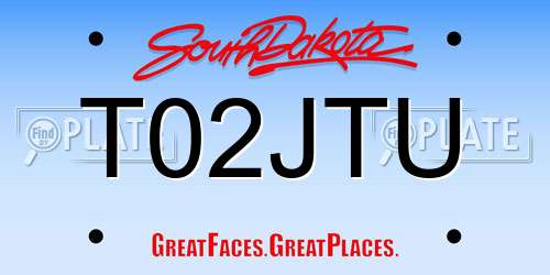 T02JTU South Dakota License Plate