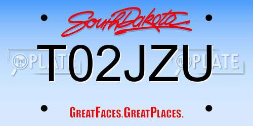 T02JZU South Dakota License Plate