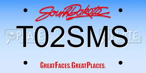 T02SMS South Dakota License Plate