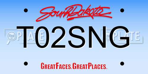 T02SNG South Dakota License Plate