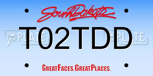 T02TDD South Dakota License Plate