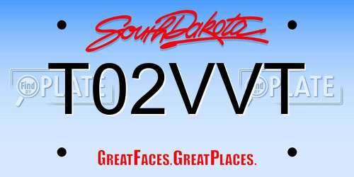 T02VVT South Dakota License Plate