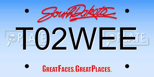 T02WEE South Dakota License Plate