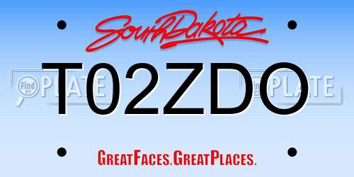 T02ZDO South Dakota License Plate