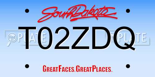T02ZDQ South Dakota License Plate