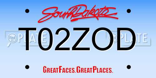 T02ZOD South Dakota License Plate