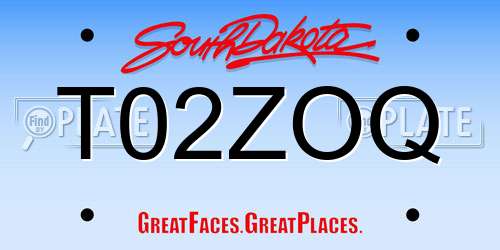 T02ZOQ South Dakota License Plate