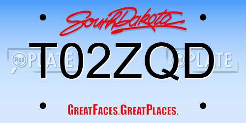 T02ZQD South Dakota License Plate