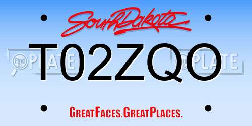 T02ZQO South Dakota License Plate