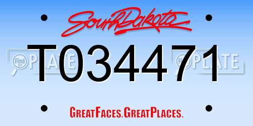 T034471 South Dakota License Plate