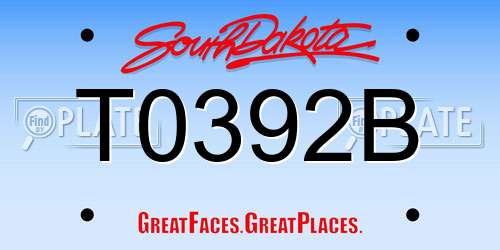 T0392B South Dakota License Plate