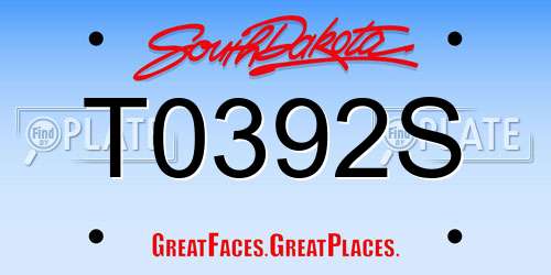 T0392S South Dakota License Plate
