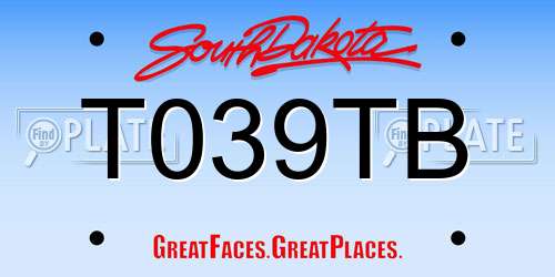 T039TB South Dakota License Plate