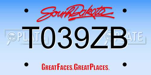 T039ZB South Dakota License Plate