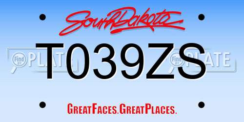 T039ZS South Dakota License Plate