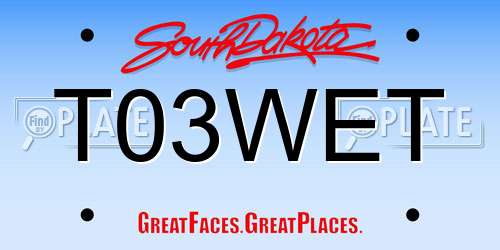 T03WET South Dakota License Plate