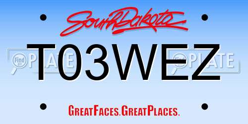 T03WEZ South Dakota License Plate