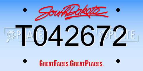 T042672 South Dakota License Plate