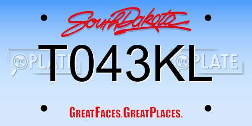 T043KL South Dakota License Plate