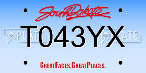 T043YX South Dakota License Plate