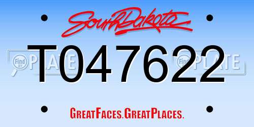 T047622 South Dakota License Plate
