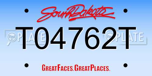 T04762T South Dakota License Plate
