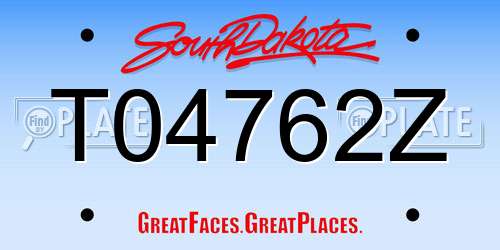 T04762Z South Dakota License Plate