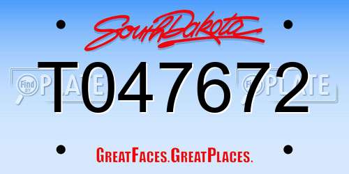 T047672 South Dakota License Plate
