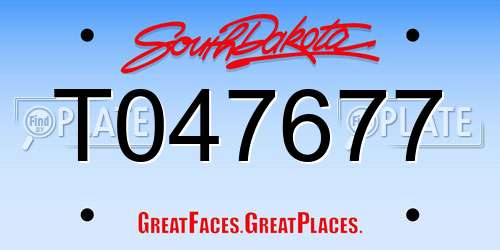 T047677 South Dakota License Plate