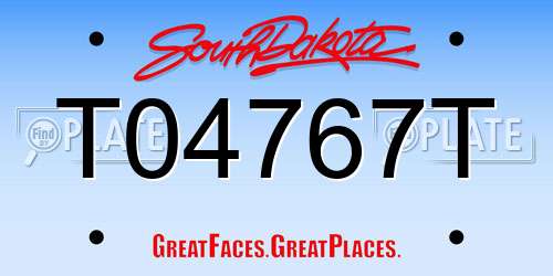 T04767T South Dakota License Plate