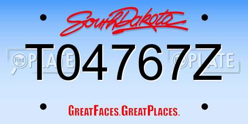 T04767Z South Dakota License Plate