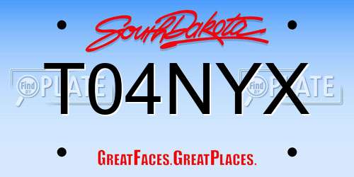 T04NYX South Dakota License Plate
