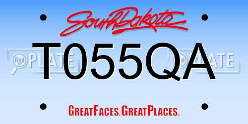 T055QA South Dakota License Plate