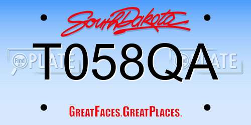 T058QA South Dakota License Plate