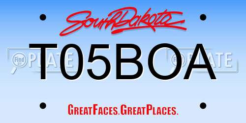 T05BOA South Dakota License Plate