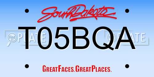 T05BQA South Dakota License Plate